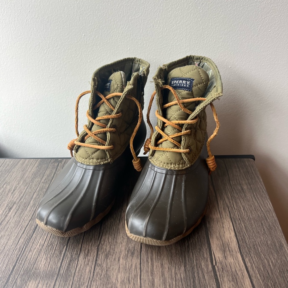 Sperry green duck boots